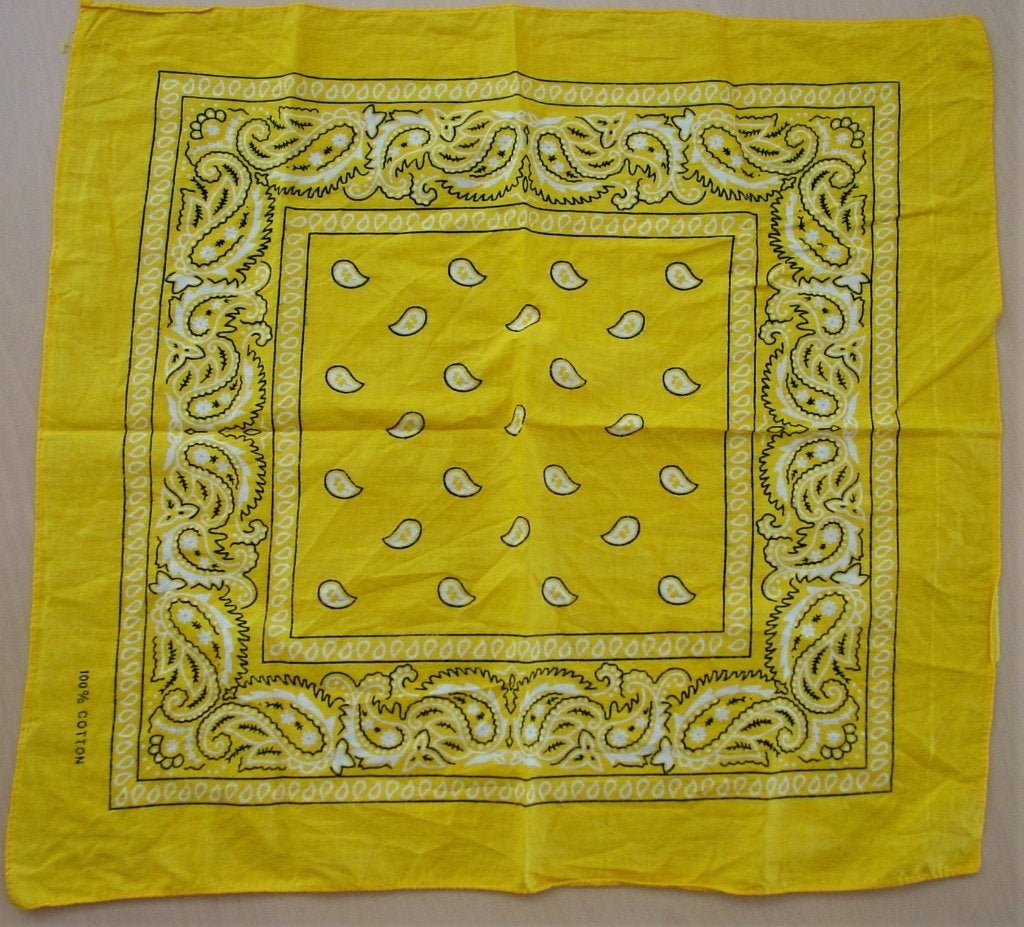 bandana Paisley / boeren zakdoek / sjaaltje, geel, katoen, Ophalen of Verzenden, Zo goed als nieuw, Maat 38/40 (M), Sjaal