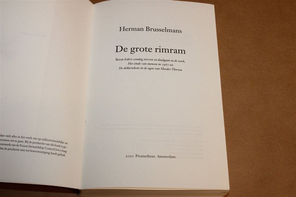 De Grote Rimram — Brusselmans, 3 Prozawerken 2010, Ophalen of Verzenden, Gelezen