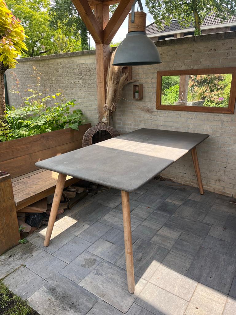 Grijze eettafel voor buiten of binnen 180 X 90 cm, Ophalen, Gebruikt, Rechthoekig, Hout