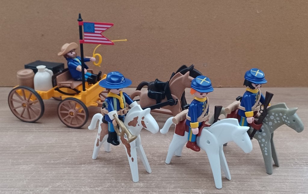 playmobil western noordelijke soldaten transport, Kinderen en Baby's, Speelgoed | Playmobil, Verzenden, Gebruikt, Complete set