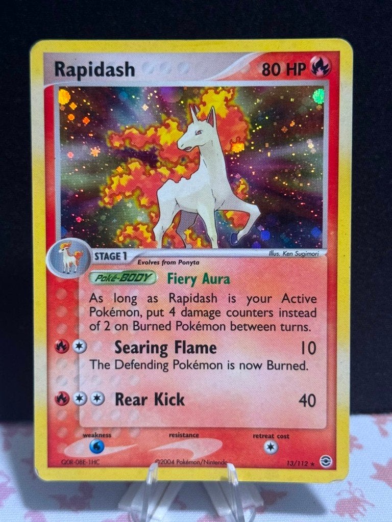 Pokemon Fire Red & Leaf Green Rapidash 13/112 Holo, Ophalen of Verzenden, Gebruikt, Losse kaart, Foil