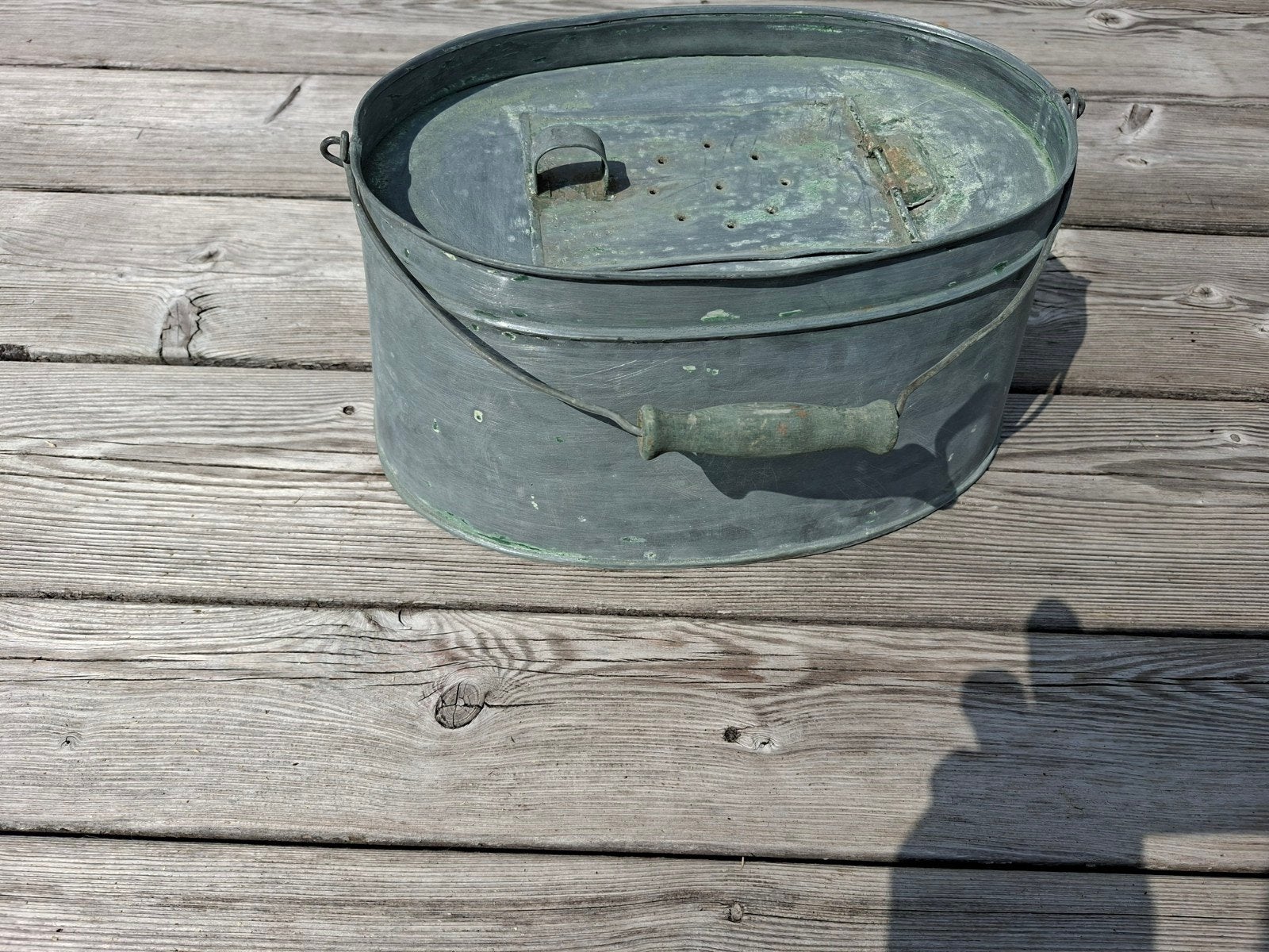 Vintage Zinken Visemmer met Houten Handvat, Ophalen of Verzenden, Gebruikt, Net of Fuik