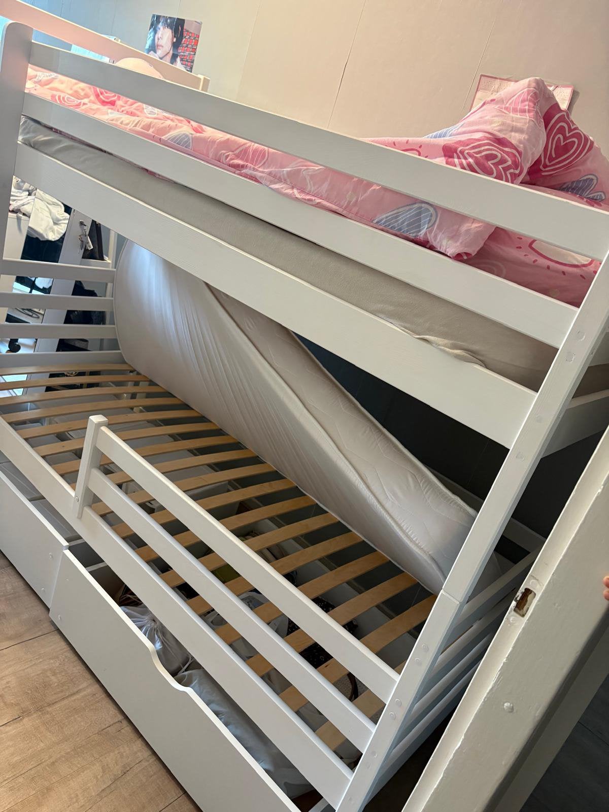 NEMO Stapelbed 90x200 cm Wit Leen Bakker – zonder matrassen, Ophalen, Zo goed als nieuw, Stapelbed