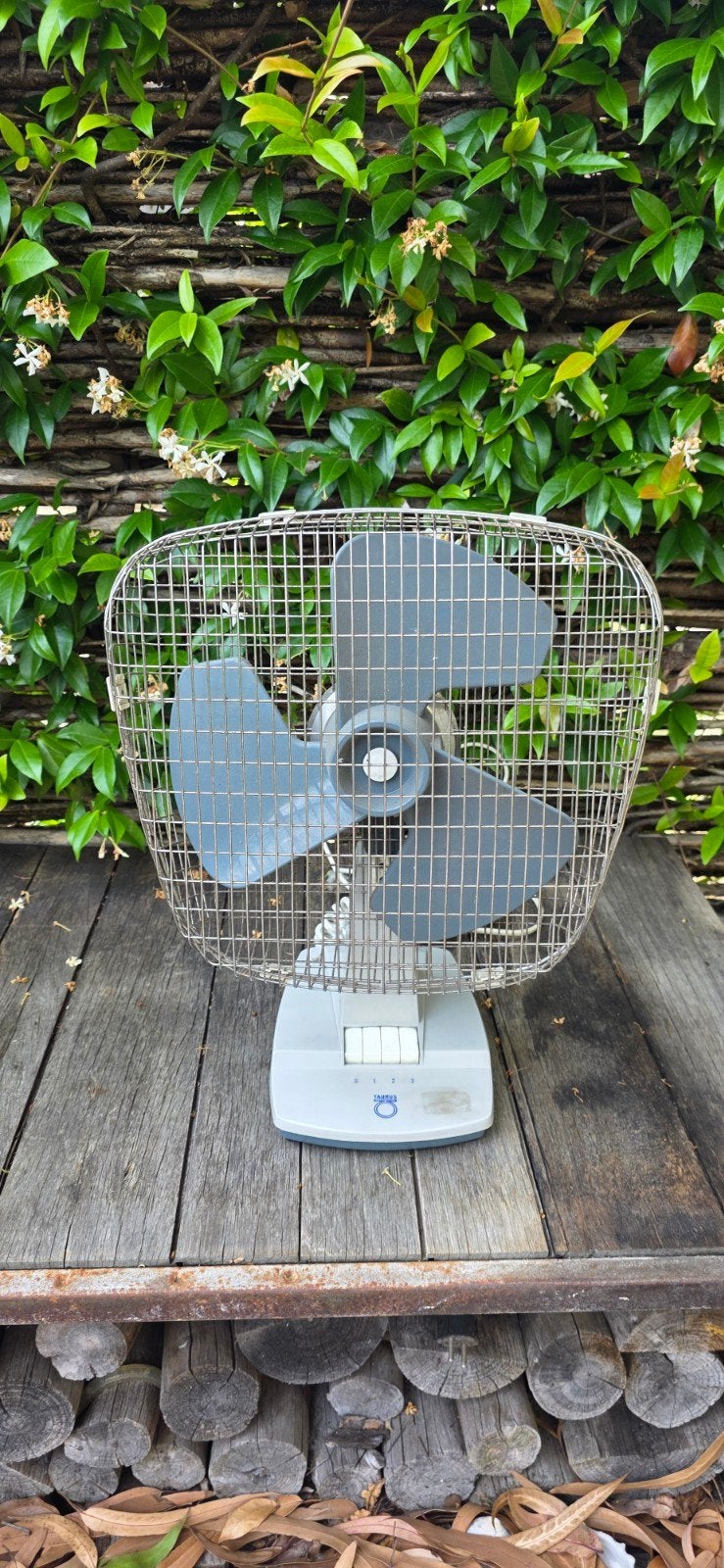 Vintage Taurus Tafelventilator - Grijs/Wit, Ophalen of Verzenden, Gebruikt, Tafelventilator