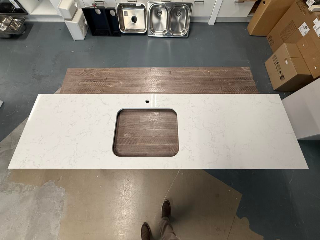 Blad composiet 4 cm dik / fenix / marmer look / spoelbak, Huis en Inrichting, Keuken | Complete keukens, Ophalen, Wit, Composiet