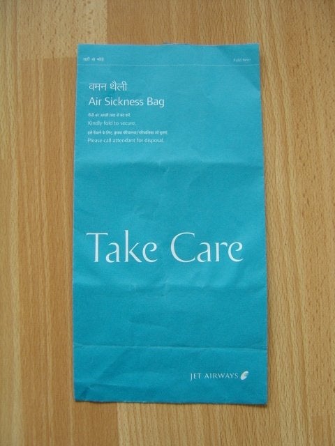 Luchtvaart waste bag, afval zakje, kotszak Jet Airways, Ophalen of Verzenden, Zo goed als nieuw, Overige typen