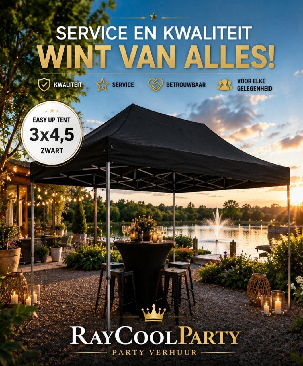FEESTTENT TE HUUR 3X4,5MTR INCLUSIEF OP/AFBOUW € 50,=, Ophalen of Verzenden, Overige