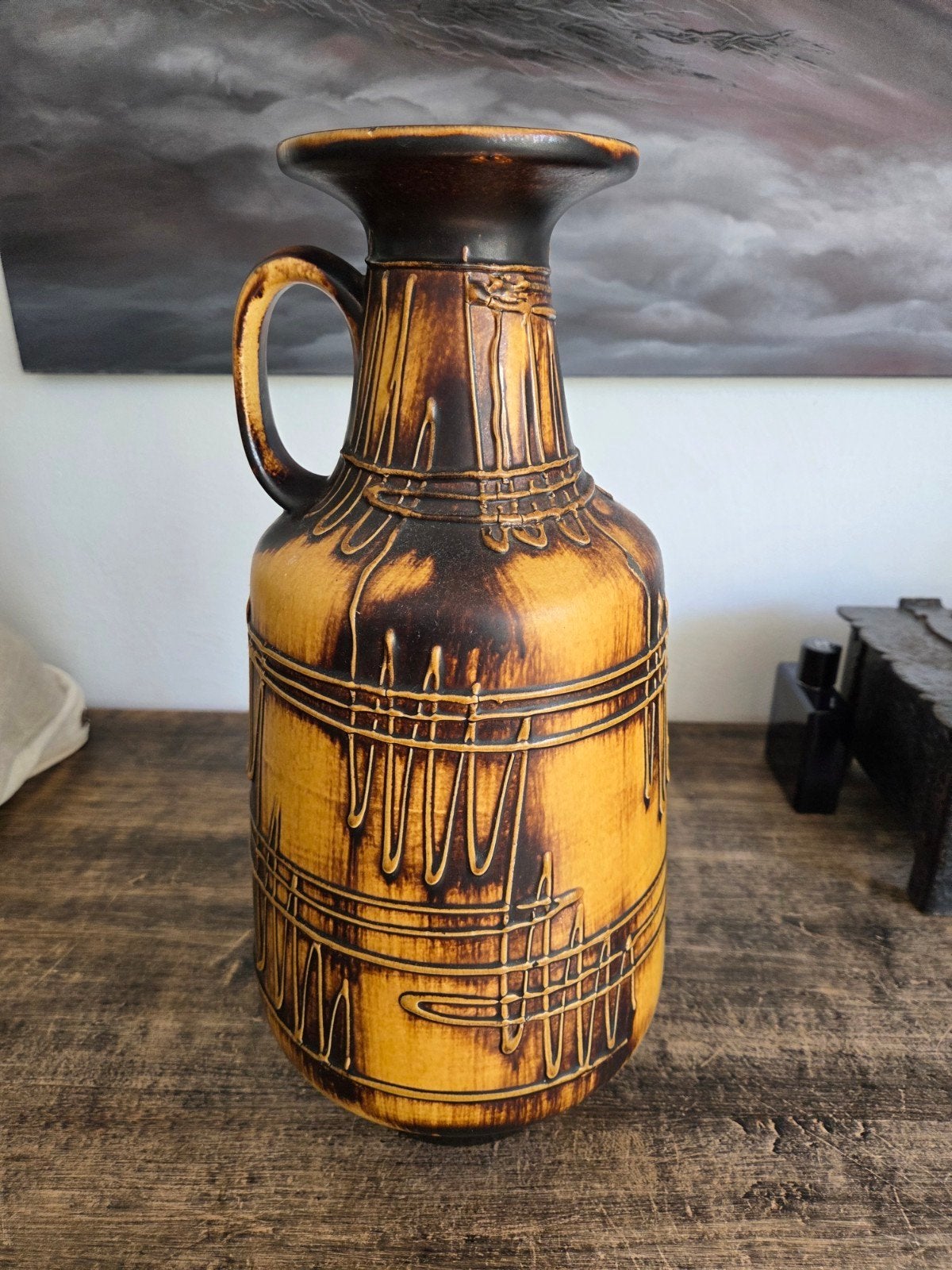 Grote Vintage West Germany Keramiek Vaas 42 cm - Jaren 70, Ophalen of Verzenden