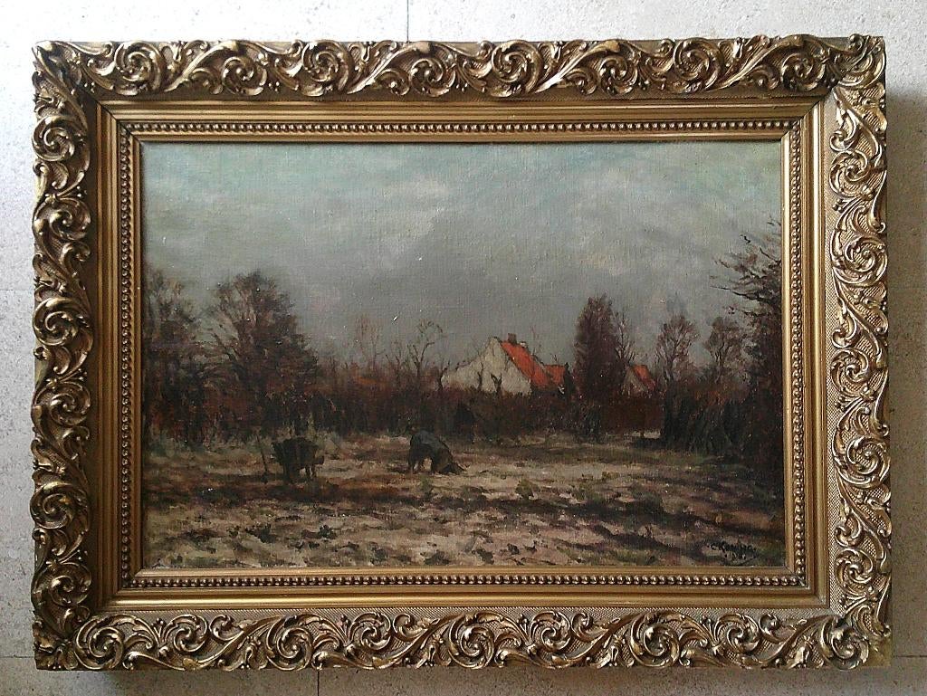 Boer werkend op het land 1918 - Cornelis Koning 1893-1951, Antiek en Kunst, Kunst | Schilderijen | Klassiek, Ophalen of Verzenden