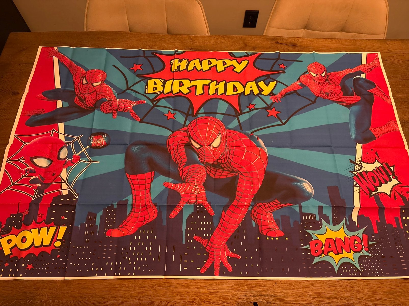 Spiderman happy birthday canvasdoek, Ophalen of Verzenden, Zo goed als nieuw, Versiering, Verjaardag