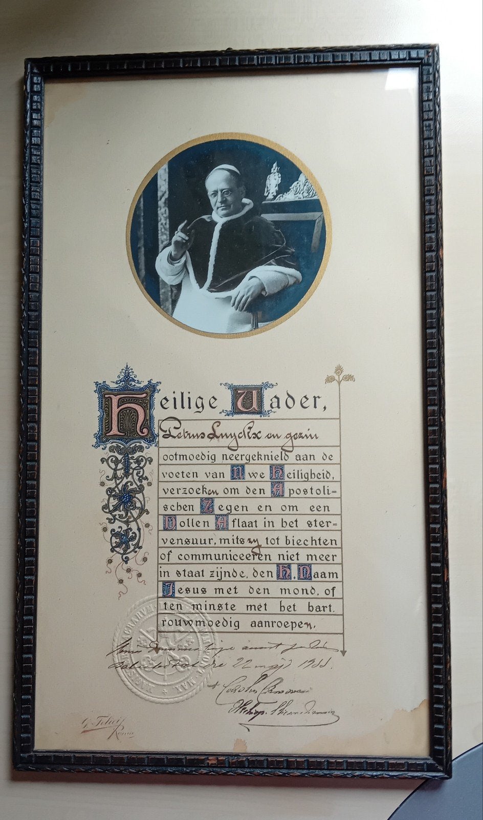 Oorkonde Pauselijke zegen ( Paus Pius XI ), Ophalen of Verzenden, Kaart of Prent
