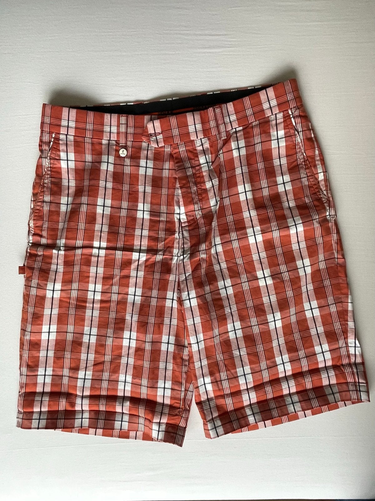 Golfino geruite golfshort M L- Oranje/Wit/Zwart, Ophalen of Verzenden, Kleding, Overige merken