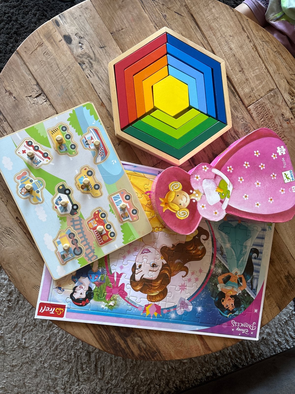 Houten puzzels en Disney prinsessen legpuzzel, 2 tot 4 jaar, Gebruikt, 10 tot 50 stukjes, Ophalen of Verzenden