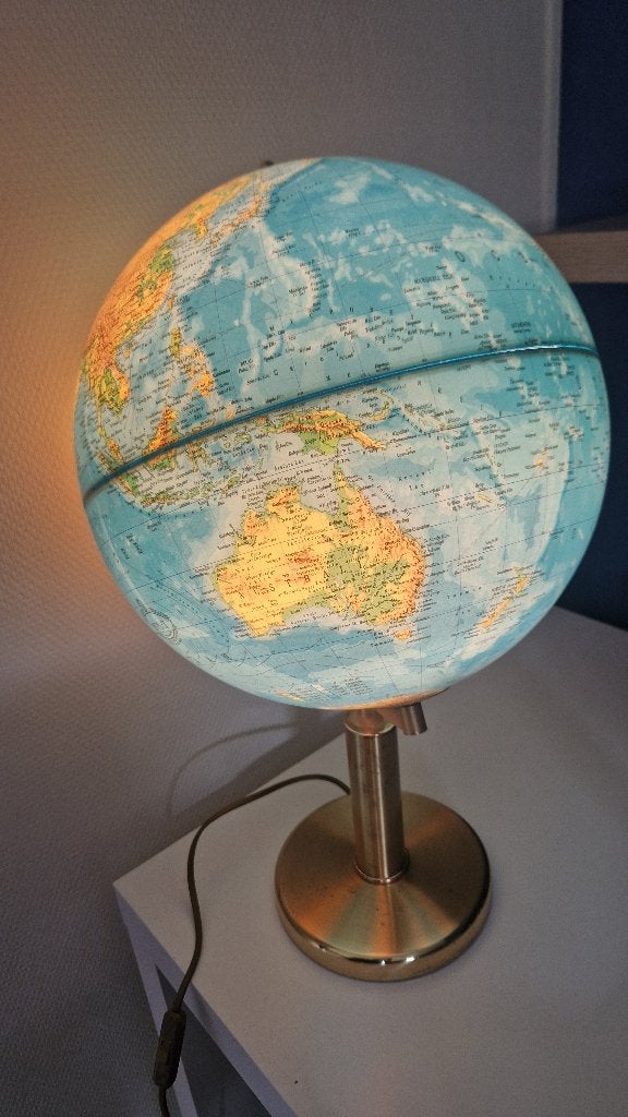 Wereldbol lamp, Ophalen, Draaibaar, Gebruikt, 35 cm