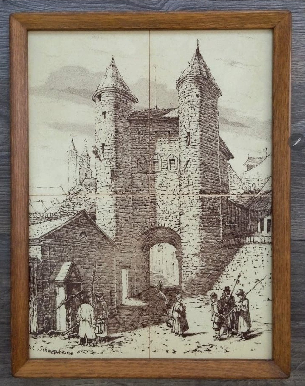 1930-1940 Tegel Tableau Helpoort Stadsmuur Maastricht, Antiek en Kunst, Ophalen of Verzenden