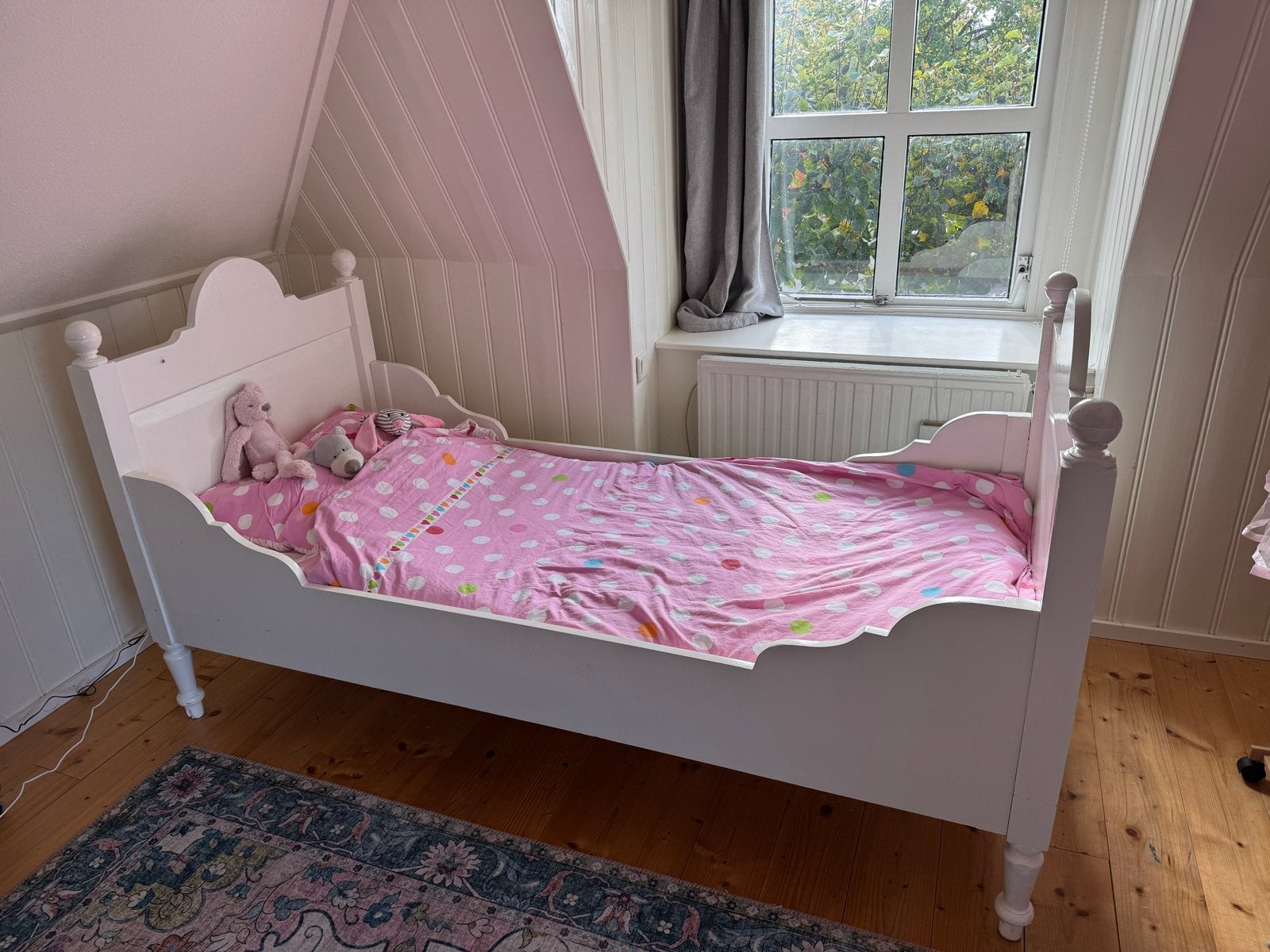 Vintage Frans barok kinderbed - Wit (incl. Lattenbodem), Ophalen, Gebruikt, Eenpersoons, Wit