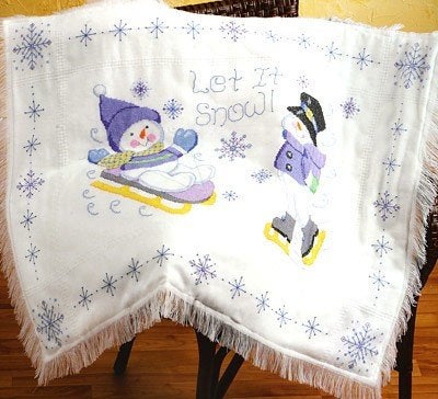Borduurpakket cheerful snowman afghan Janlynn Marti, Ophalen of Verzenden, Nieuw, Handborduren, Borduurpakket