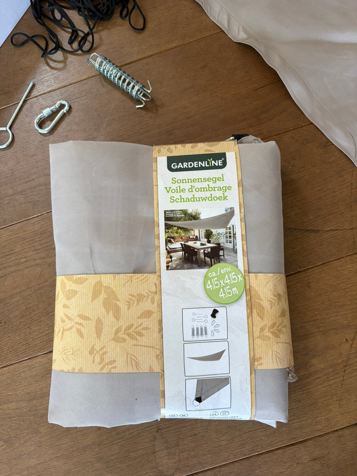 Schaduwdoek driehoek in beige kleur, Ophalen of Verzenden, Zo goed als nieuw