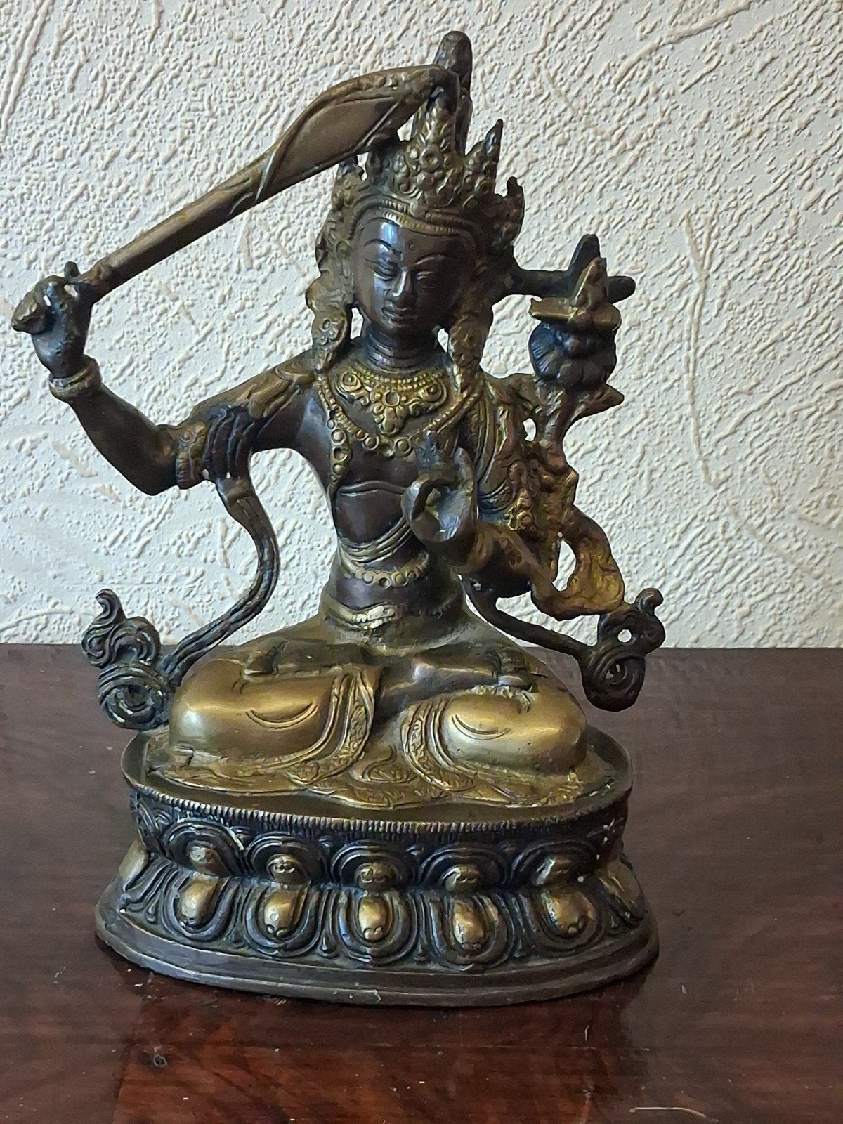 Bronzen Boeddha Beeld - Aziatische Kunst, Minder dan 20 cm, Gepatineerd, Ophalen of Verzenden, Brons