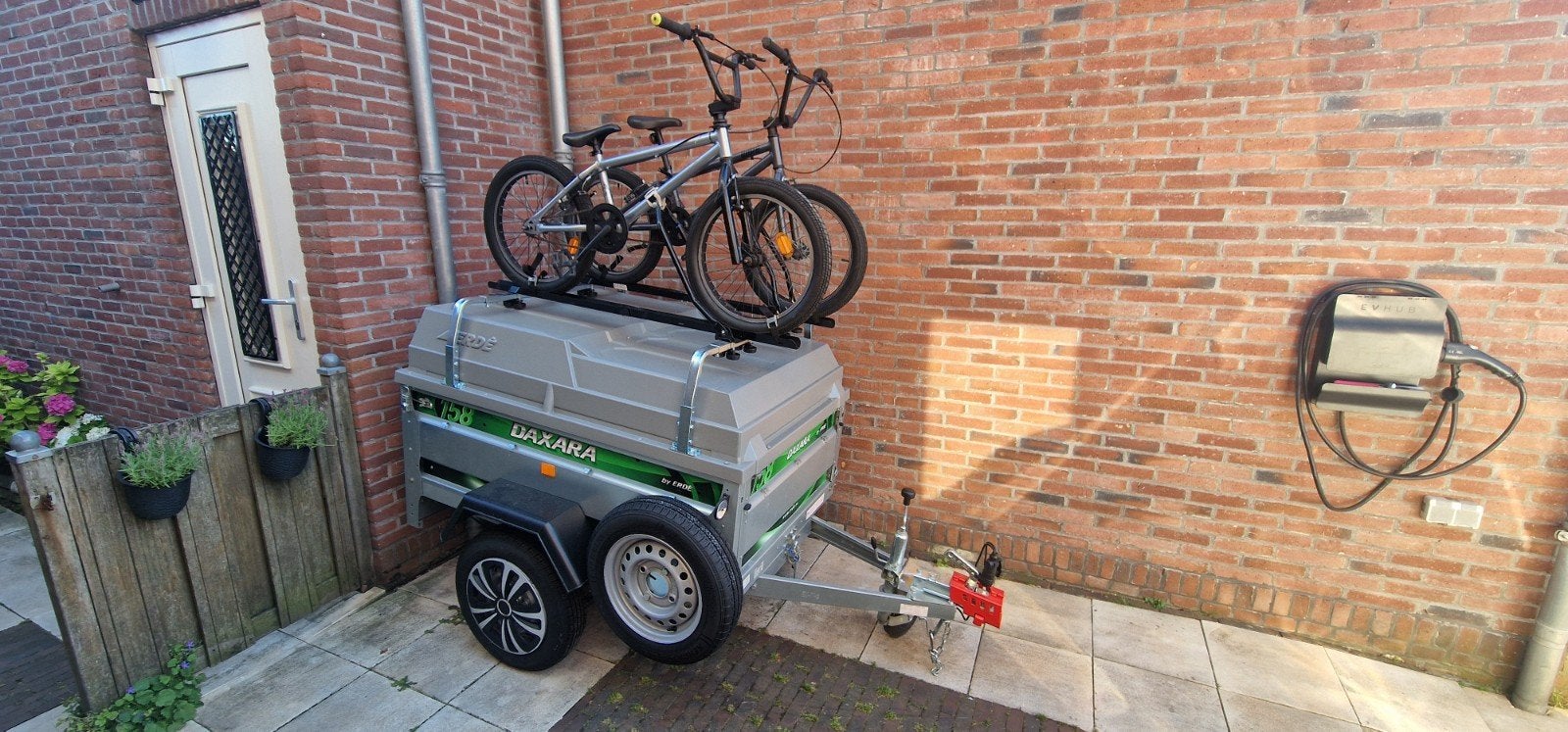 Te huur: Erdé Daxara 158 bagagewagen met fietsendrager, Auto diversen, Aanhangers en Bagagewagens, Ophalen