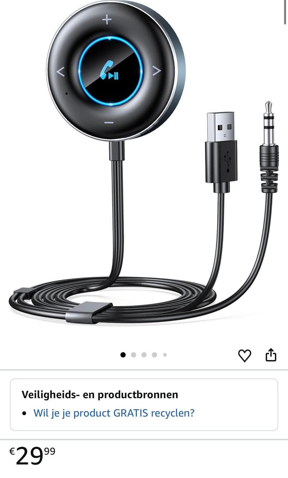 Bluetooth Adapter Auto, Ophalen of Verzenden, Nieuw
