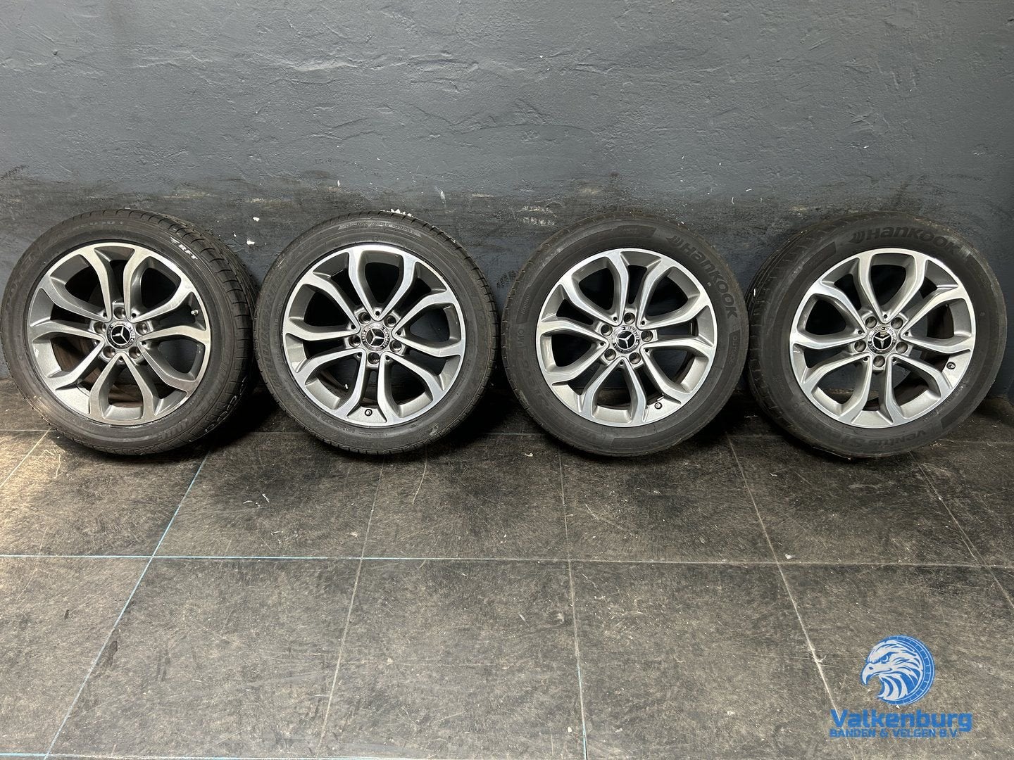 7mm! Originele Mercedes C klasse W205 17 inch breedset antra, Gebruikt, -, -, Banden en Velgen