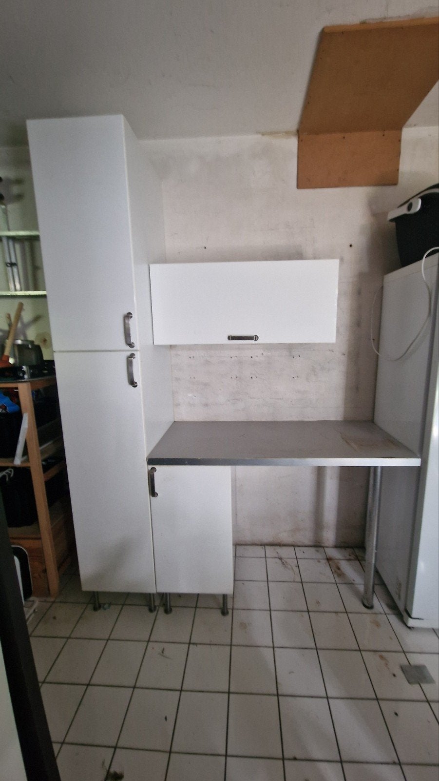 Witte Keukenblok met Werkblad en Bovenkasten, Ophalen, Gebruikt