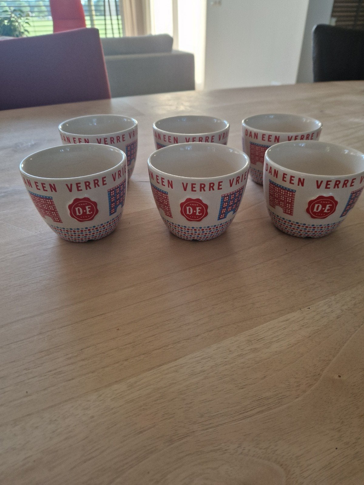 Douwe Egberts DE kopjes - 6 stuks, Huis en Inrichting, Keuken | Servies, Ophalen, Gebruikt, Overige merken, Keramiek