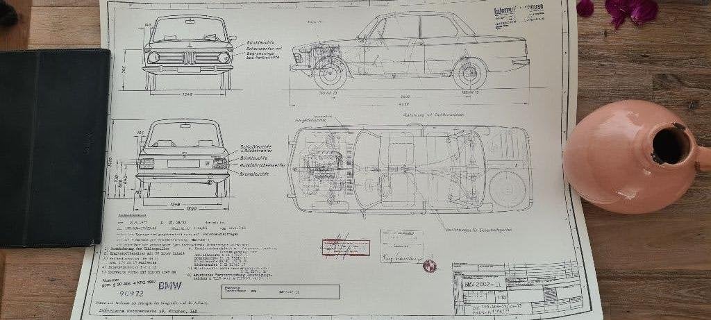 poster bmw 2002, Rechthoekig Liggend, Nieuw, Ophalen of Verzenden, A1 t/m A3