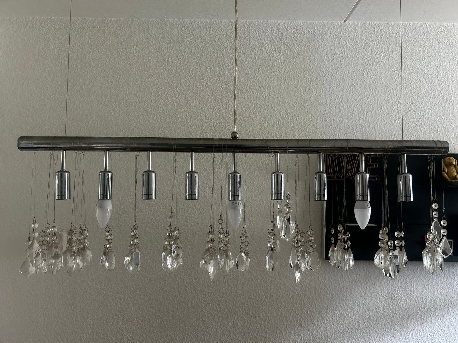 Mooie lamp met glazen ornamenten vandaag of morgen op halen, Ophalen, Gebruikt, Glas, E14 (klein)