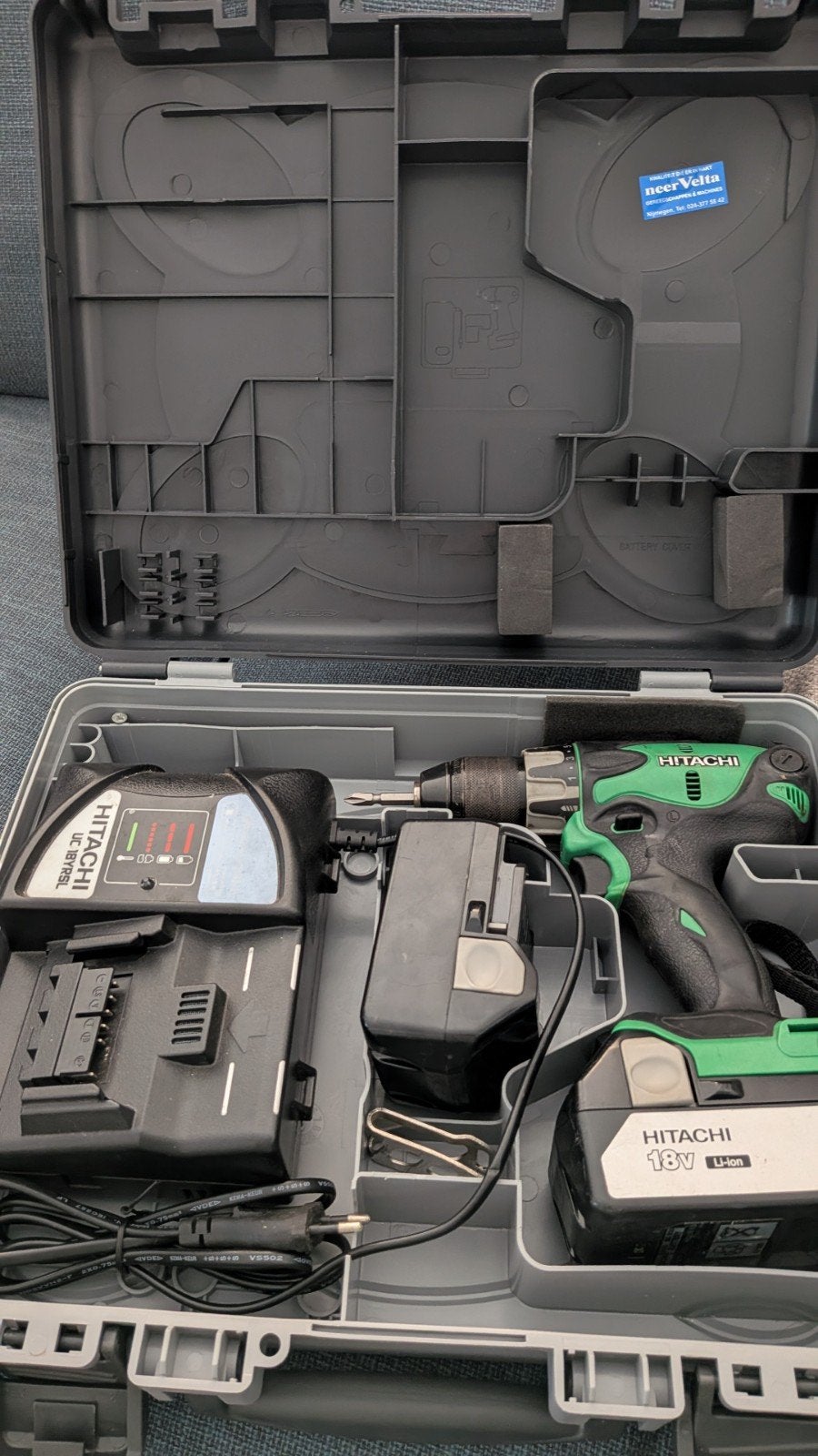 Hitachi Koki DS 18DSL 18V Accuboormachine en 2 Li-ion accu's, Ophalen of Verzenden, Zo goed als nieuw, Minder dan 400 watt, Boor- en Schroefmachine