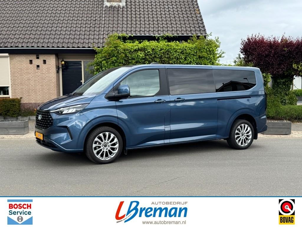 Ford TRANSIT CUSTOM 170pk automaat Dubbel cabine PANODAK LED, Auto's, Automaat, Blauw, Bedrijf, Diesel