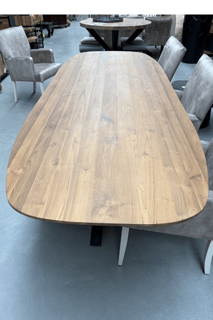 deens ovale eettafel 3 meter, 100 tot 150 cm, Teakhout, Ophalen of Verzenden, Vijf personen of meer