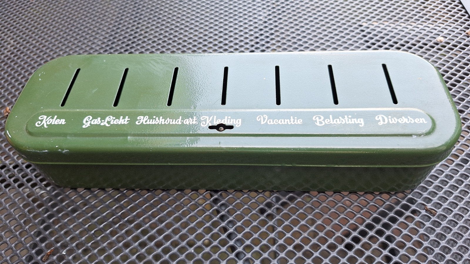 groene brabantia huishoud spaarpot met kolen erop zeldzaam!, Ophalen of Verzenden, Gebruikt, Metaal of Blik, Overige thema's