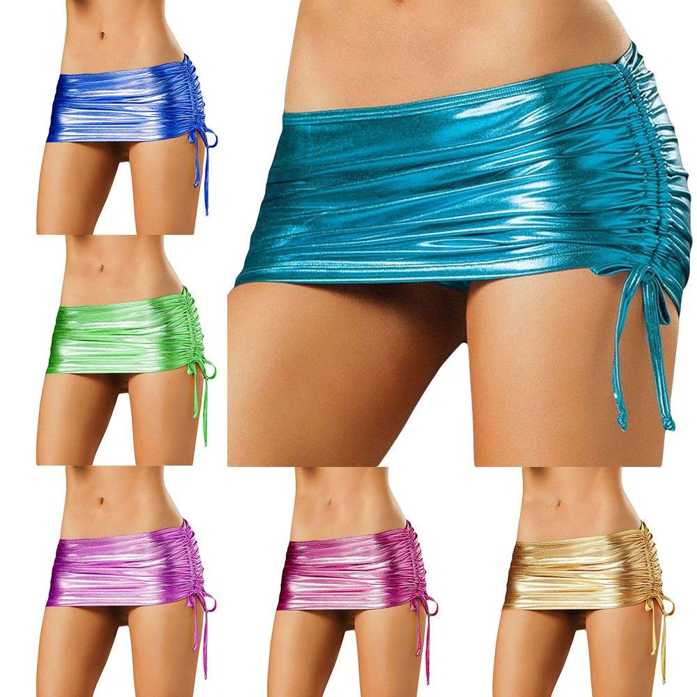Mini rok metallic veter sexy latex rubber rokje leer leren, Maat 38/40 (M), Overige kleuren, Verzenden, Nieuw