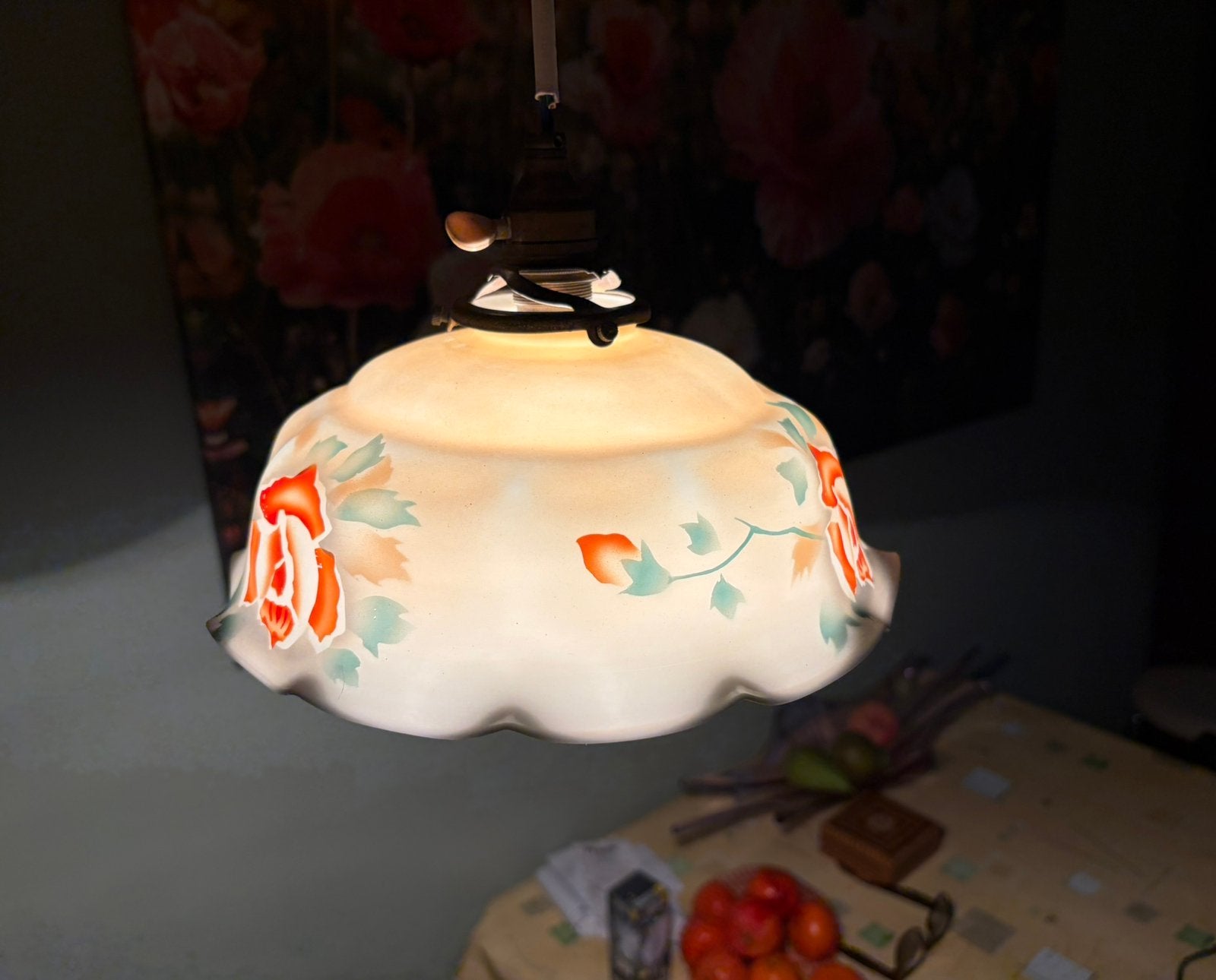 Rozen hanglamp, jaren 1950, Ophalen of Verzenden