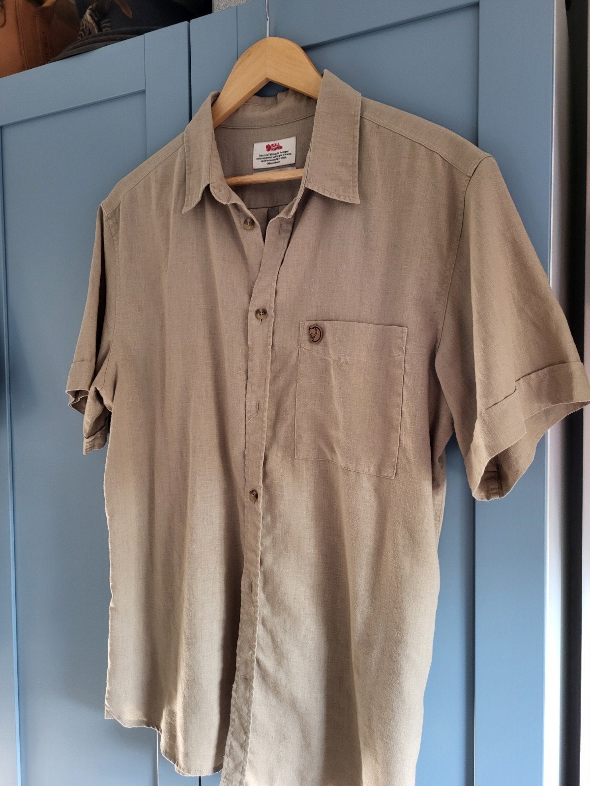 Fjällräven Heren Comfort Fit overhemd - Maat M, Beige, Zo goed als nieuw, Fjällräven, Halswijdte 39/40 (M)