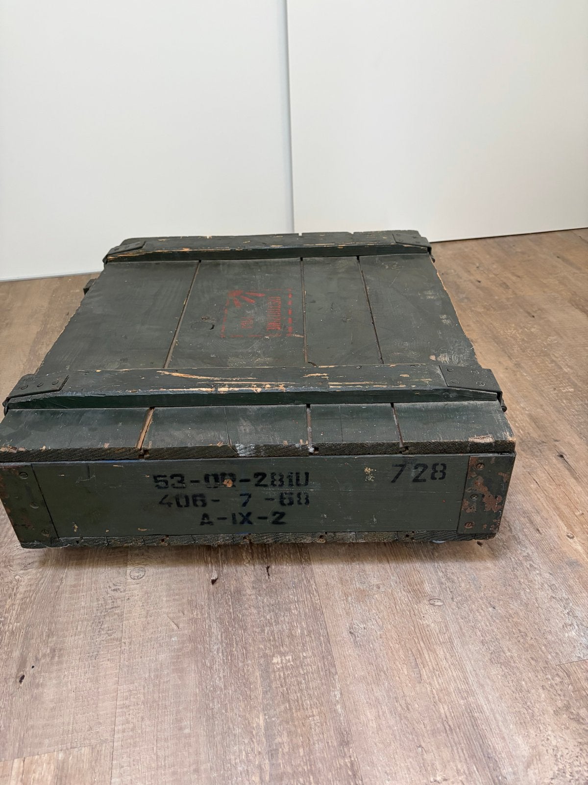 Vintage munitie houten kist - Militair groen, Huis en Inrichting, Ophalen, Gebruikt, 50 tot 100 cm, 5 – 50