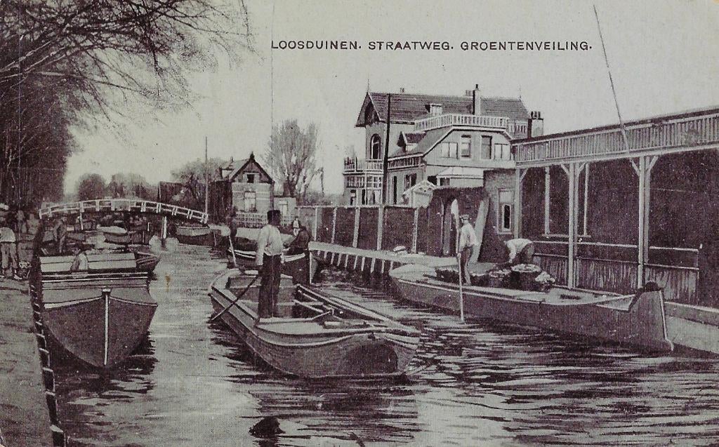 ANSICHTKAART LOOSDUINEN STRAATWEG GROENTENVEILING., Verzenden, Gelopen, Zuid-Holland