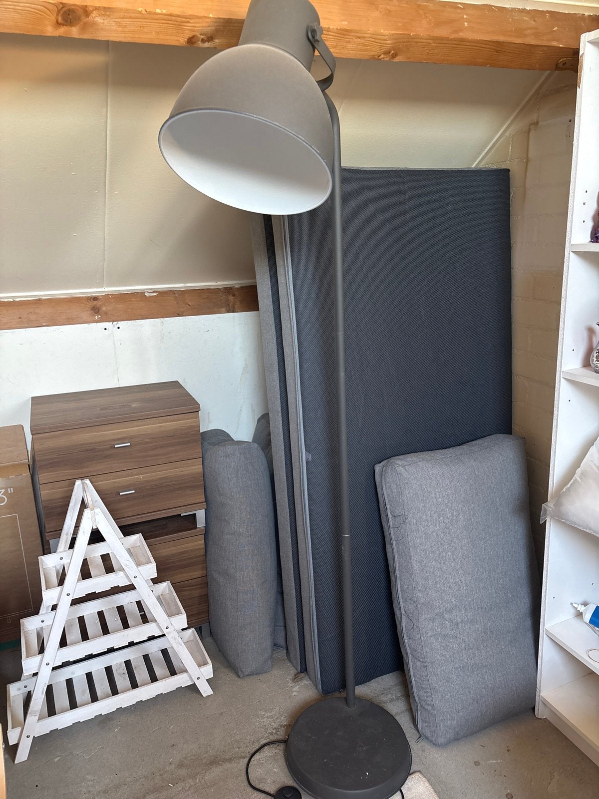 IKEA Hektar Vloerlamp - Grijs, Industriële Stijl, Ophalen, Gebruikt, E27 (groot), Metaal