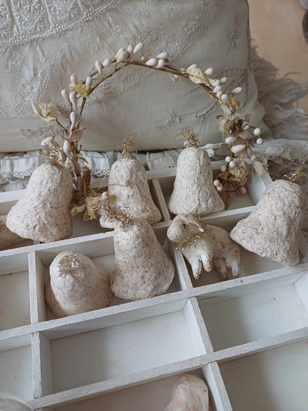 Brocante kerst klokjes in oude watten, Antiek en Kunst, Ophalen of Verzenden