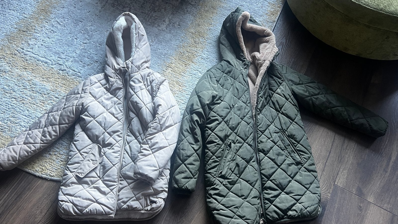 2x Reversible gewatteerde jassen voor kinderen, Ophalen of Verzenden, Gebruikt, Jongen of Meisje, Jas