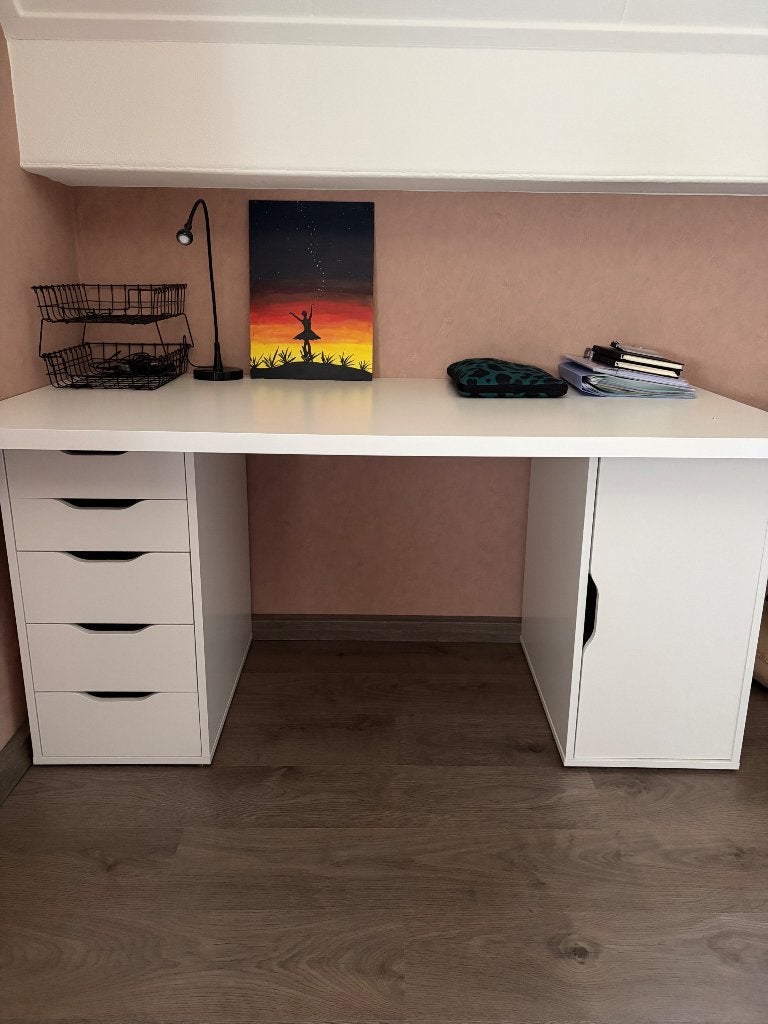 IKEA BUREAU / werkblad en twee kastjes, Ophalen, Zo goed als nieuw, IKEA, Wit