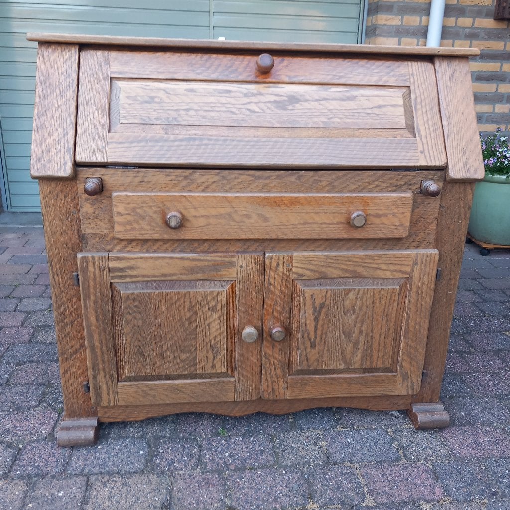 Antiek eiken secretaire / bureau, Ophalen, Gebruikt, Klassiek, Antiek
