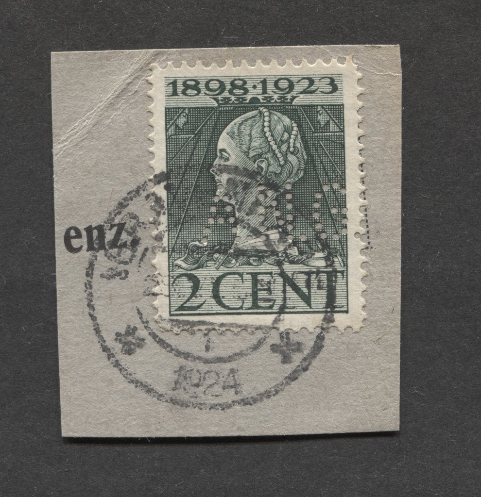 perfin ANG op Wilhelmina 1923 NVPH 121, Postzegels en Munten, Verzenden, T/m 1940, Gestempeld