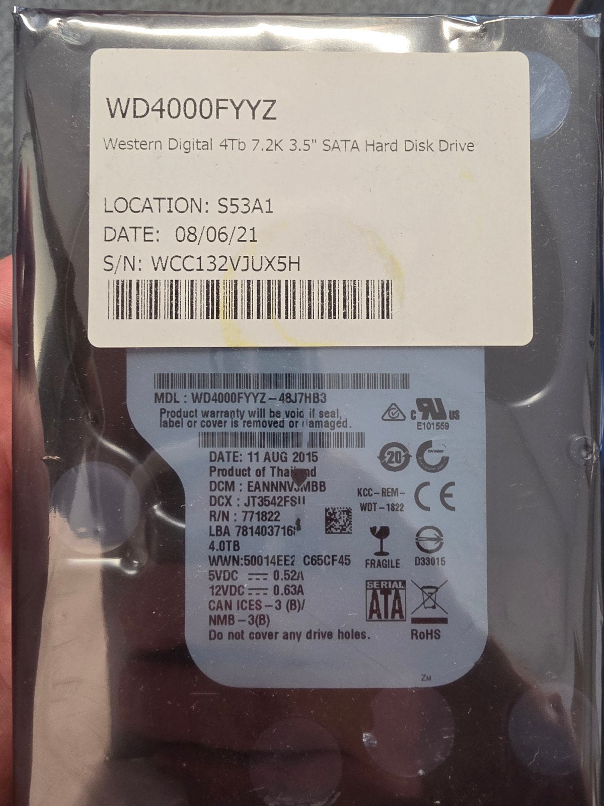 Western Digital 4TB 7.2K 3.5" SATA Harde Schijf, Intern, Western Digital, Server, Nieuw