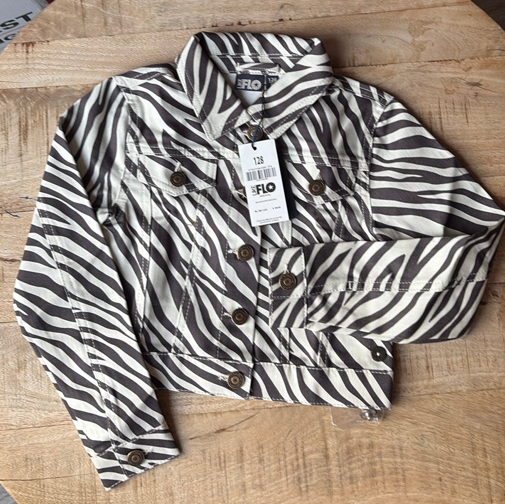 Nieuwe LIKE FLO Zebra spijkerjasje maat 128, Ophalen of Verzenden, Nieuw, Meisje, Jas