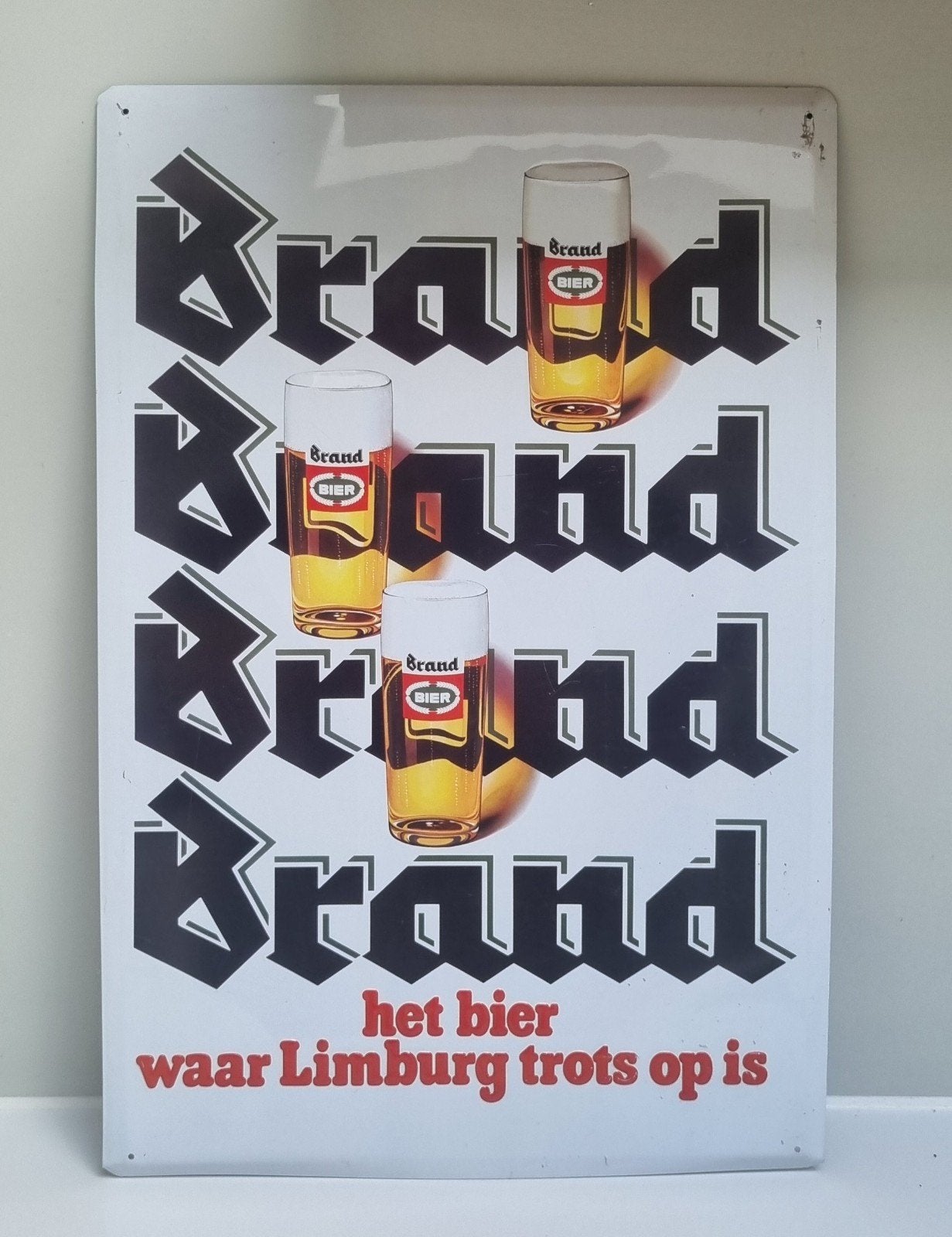 Reclamebord retro Brand bier bord brouwerij mancave bar, Ophalen of Verzenden, Gebruikt, Reclamebord