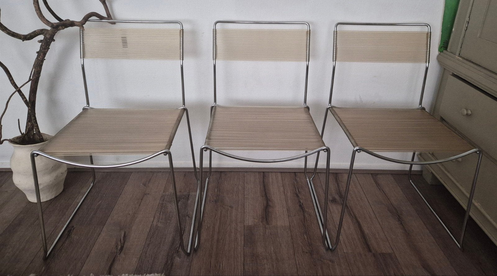 3 Spaghetti stoelen Jodi van Sintesi Italy in chroom/pvc, Ophalen, Overige materialen, Gebruikt, Overige kleuren