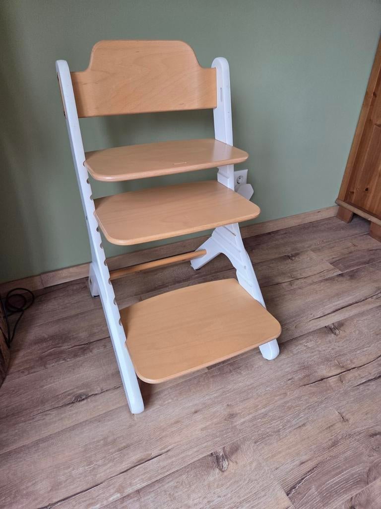 Dapper / Schilte meegroeistoel met 3 bladen - Wit/Naturel, Kinderen en Baby's, Kinderstoelen, Ophalen, Gebruikt, Meegroeistoel